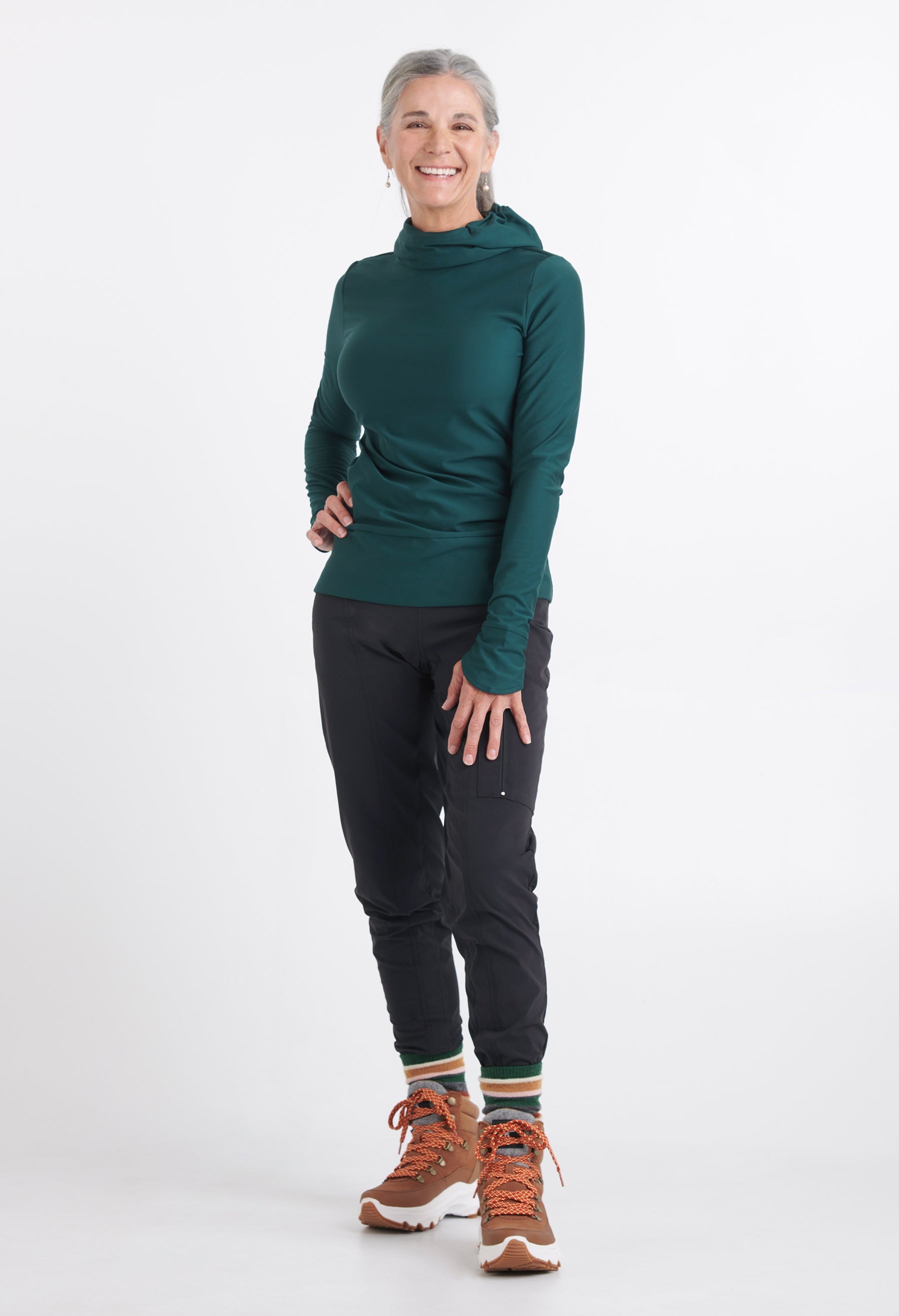 Renée - High-waisted elasticated trousers - Black 