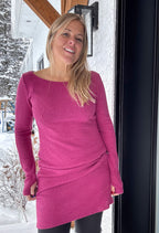 Anne - Robe droite à manches longues et à encolure bateau