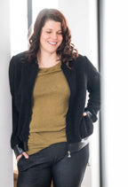 Alba - Sherpa bomber jacket with vegan leather accents