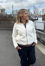 Alba - Sherpa bomber jacket with vegan leather accents
