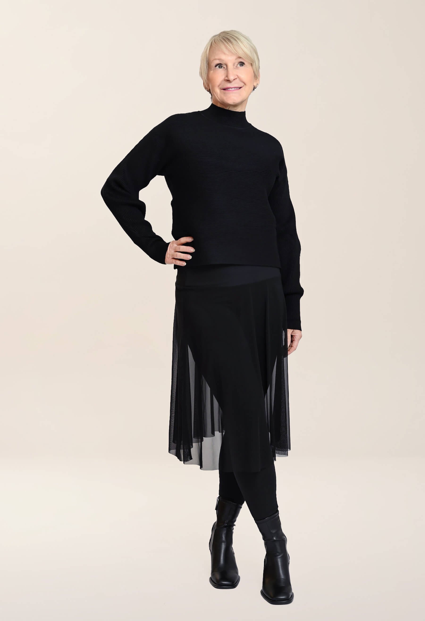 Léna - Chandail côtelé à col montant