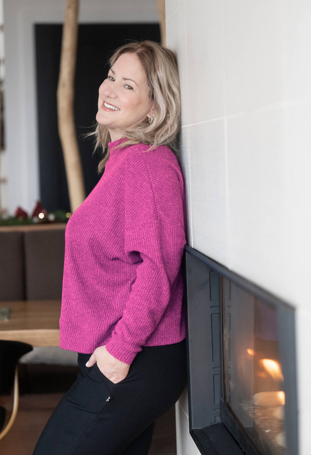 Danie - Chandail ample à manches longues et col montant