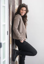 Julia - Short, structured jacket in Ponte de Roma fabric with side pockets 