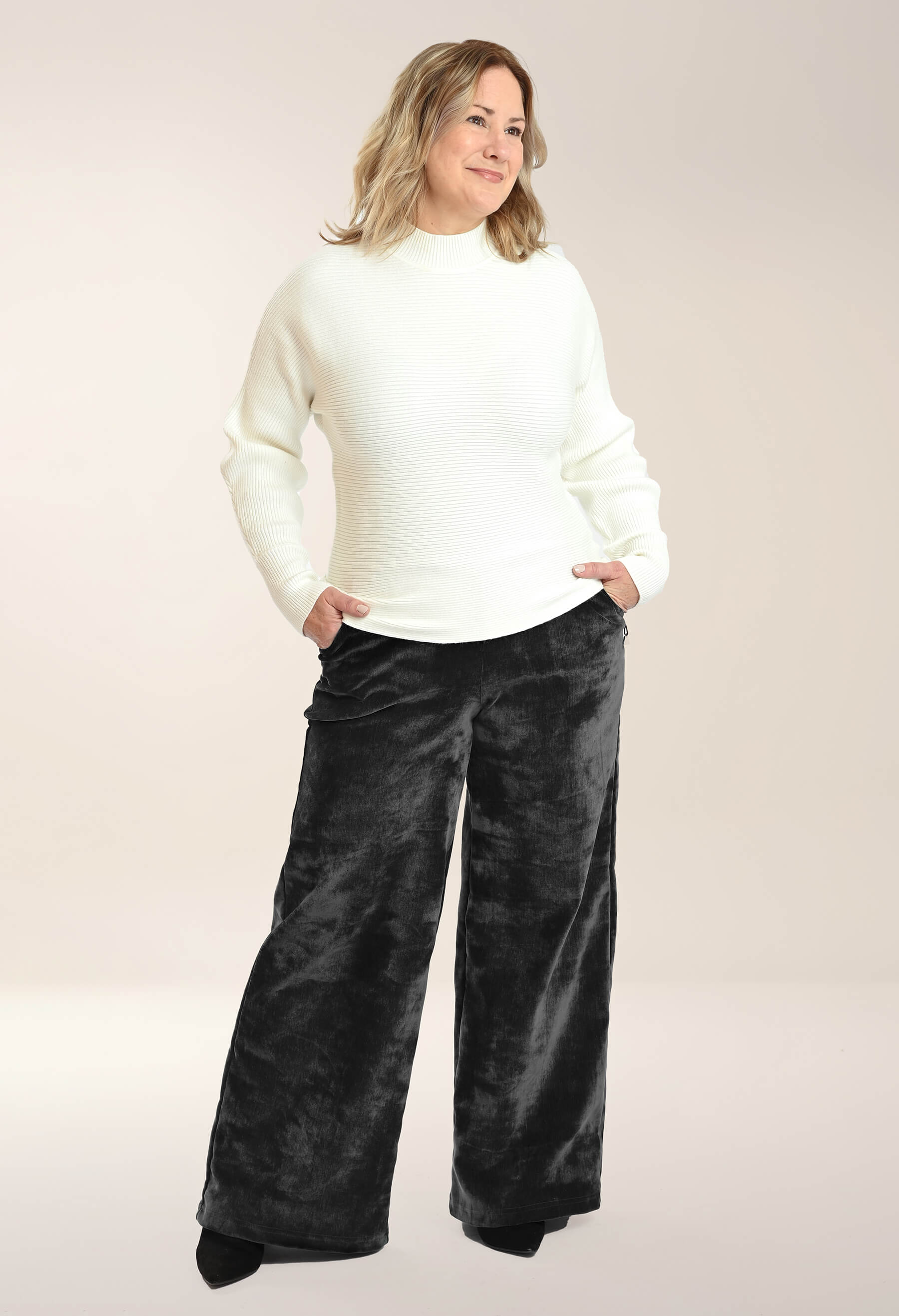 Kelly - Pantalon fluide à jambes larges en velours