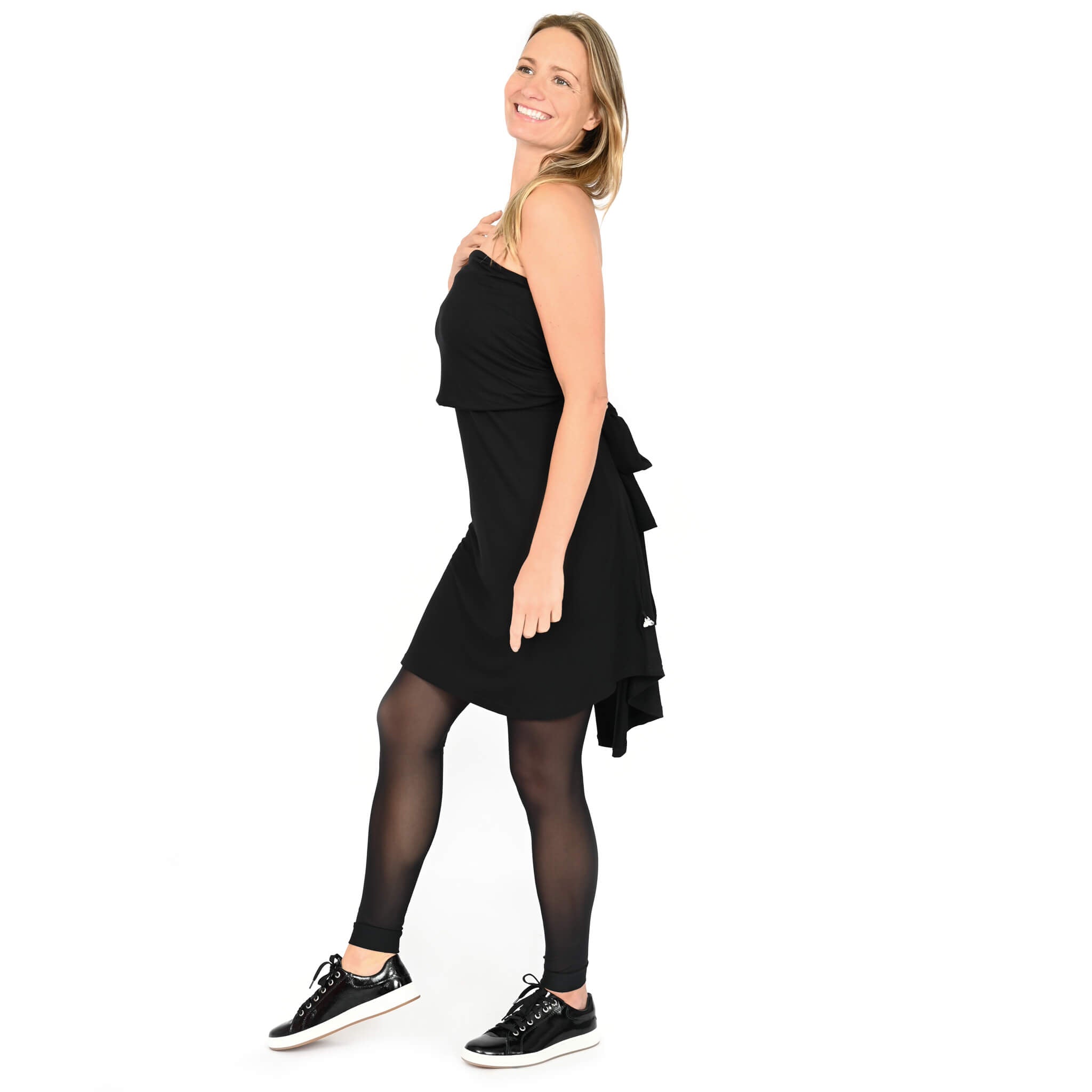 Convertible bamboo hooded cape - Black and Navy