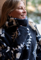 Amethyst - Oversized patterned sherpa fleece sweater