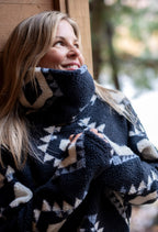 Amethyst - Oversized patterned sherpa fleece sweater
