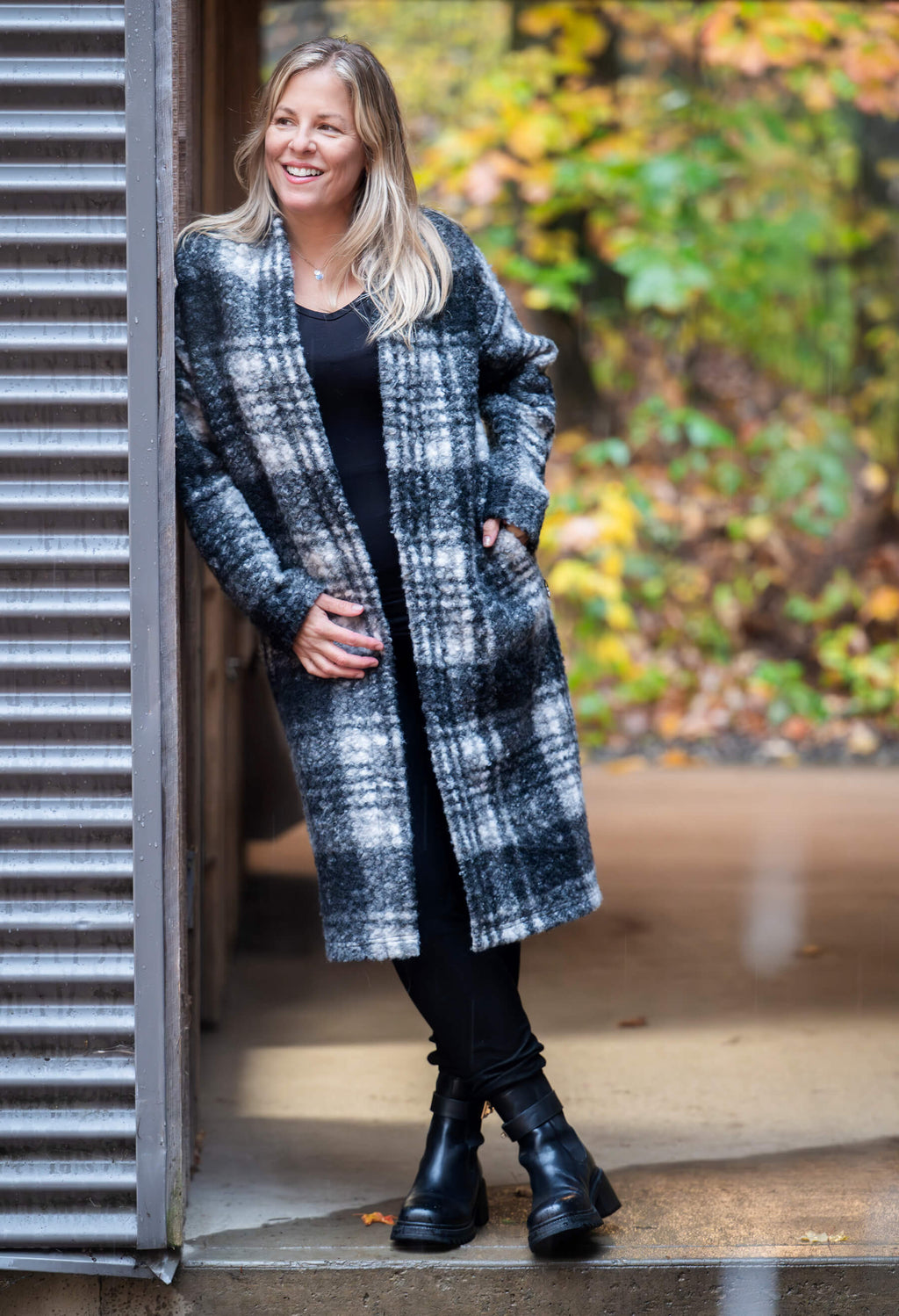 Sophie - Veste à carreaux en tissu bouclé doux