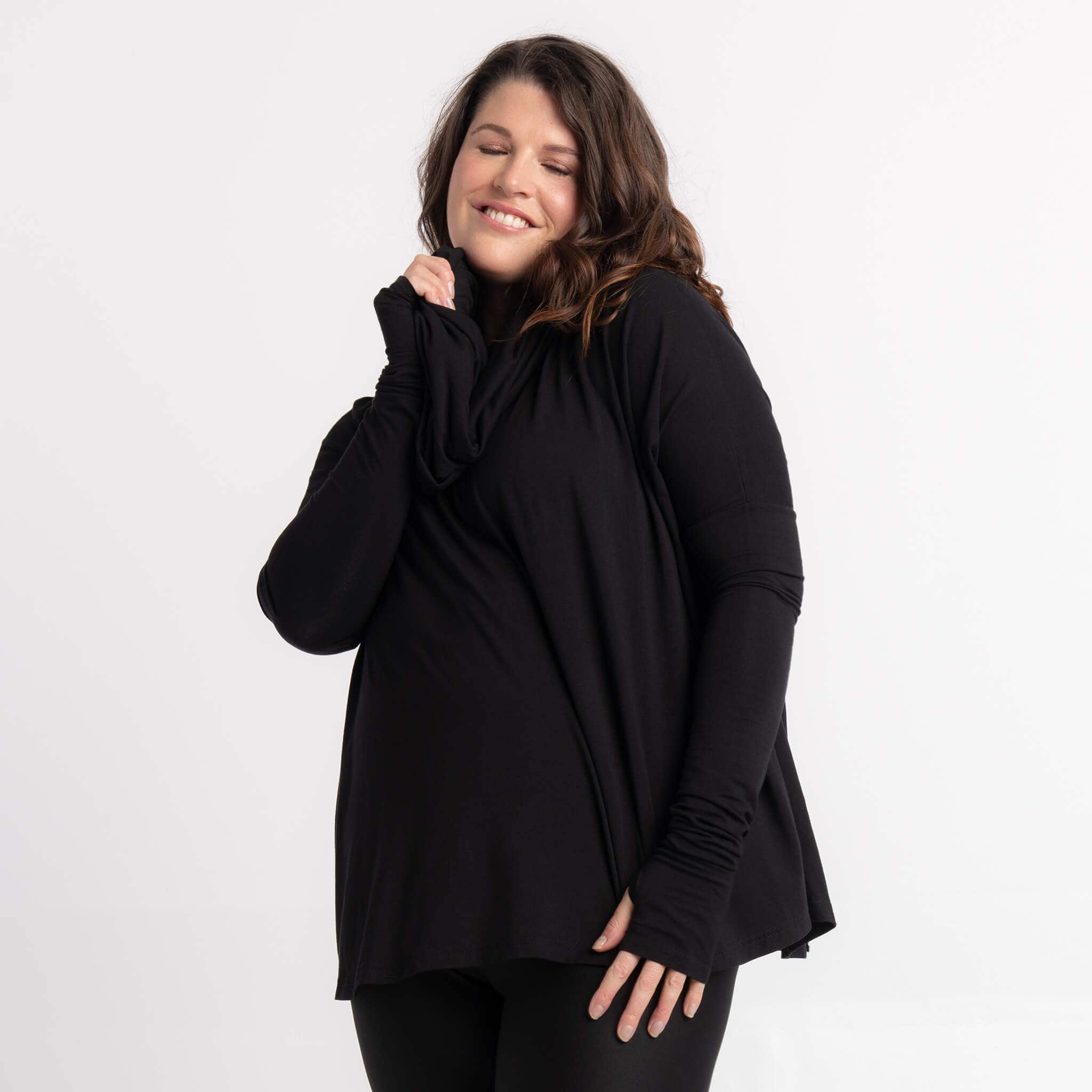 KSL Chandail Cape à capuche transformable en bambou - Noir et Marine
