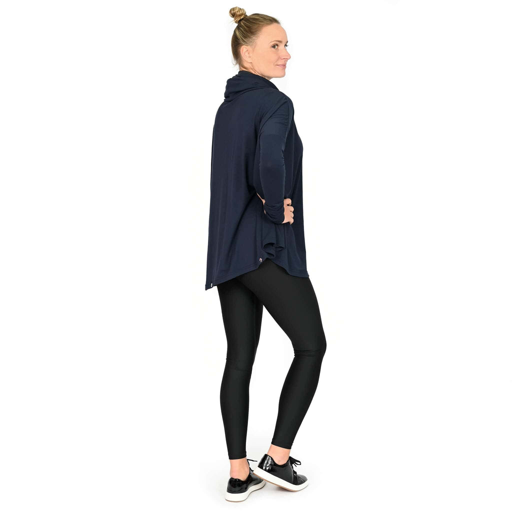 KSL Chandail Cape à capuche transformable en bambou - Noir et Marine