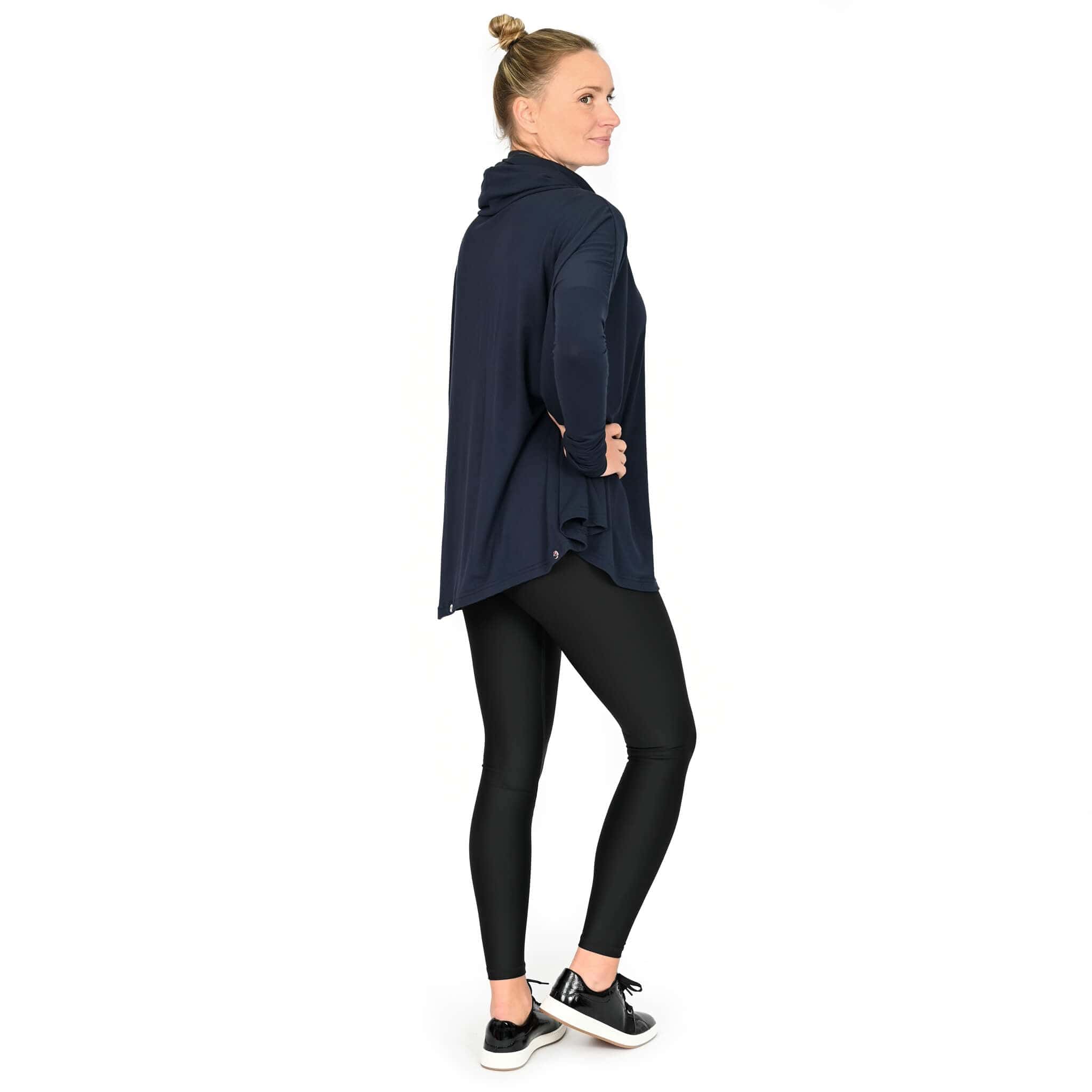 KSL Chandail Cape à capuche transformable en bambou - Noir et Marine