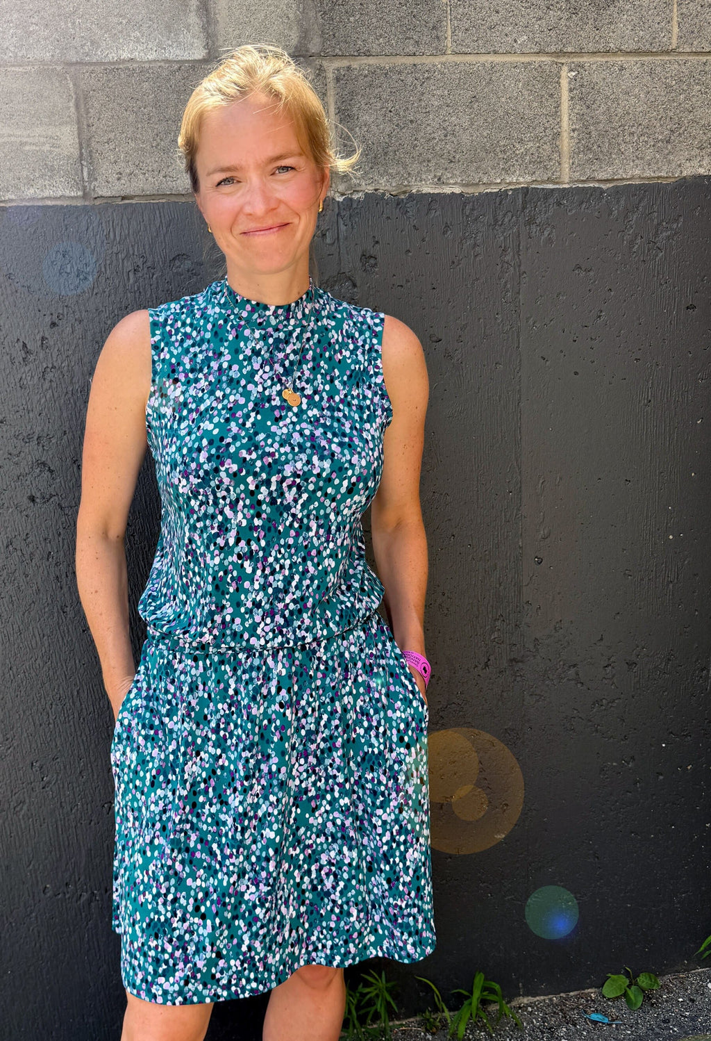 KSL Robe Vert / XS Lauria - Robe sans manche avec col haut et élastique à la taille