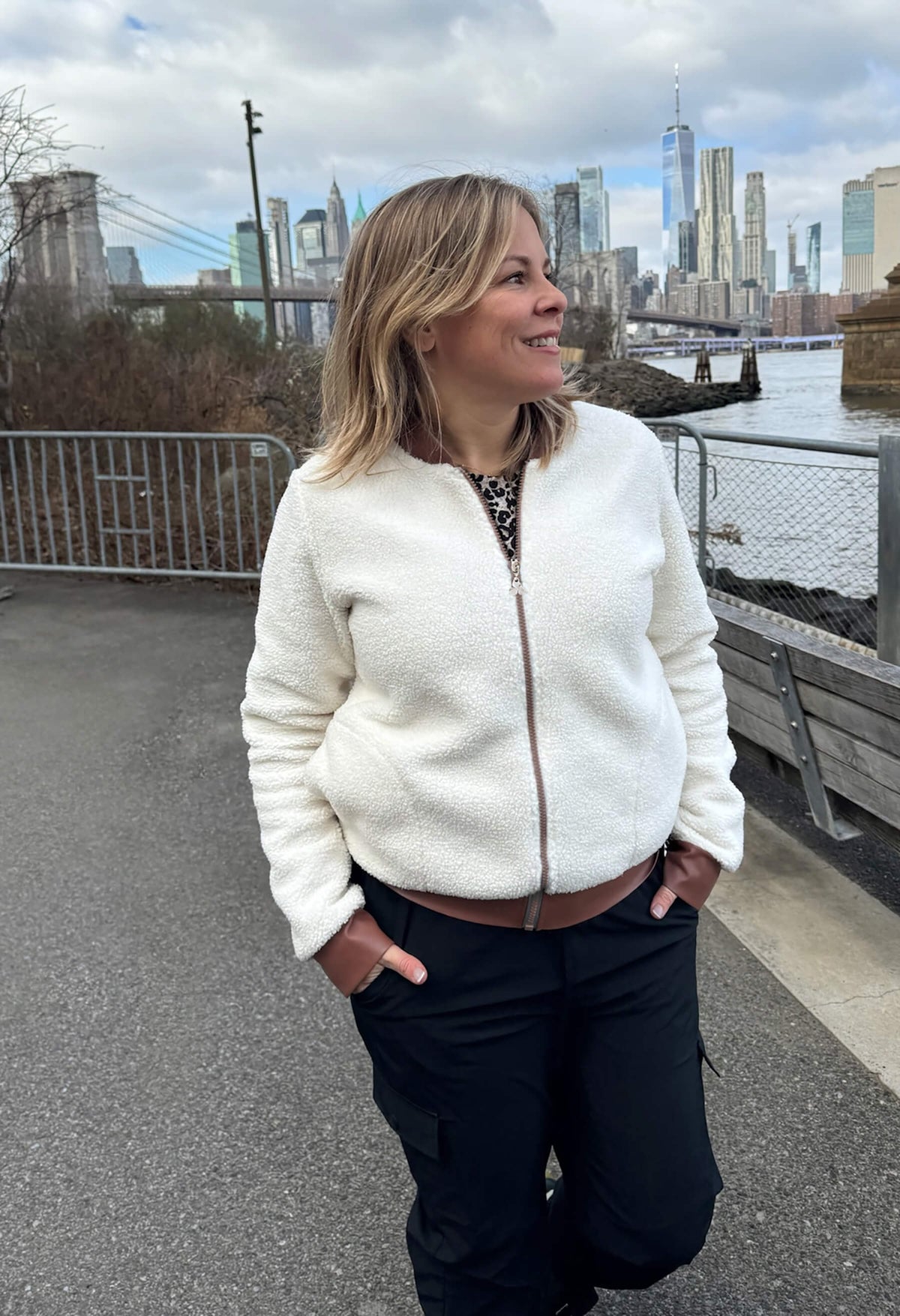 KSL Veste Alba - Veste bomber en sherpa avec touches de cuir vegan
