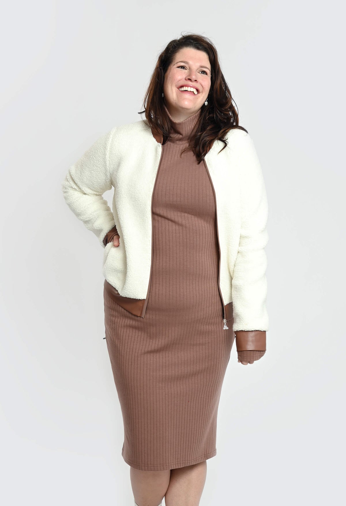 KSL Veste Alba - Veste bomber en sherpa avec touches de cuir vegan