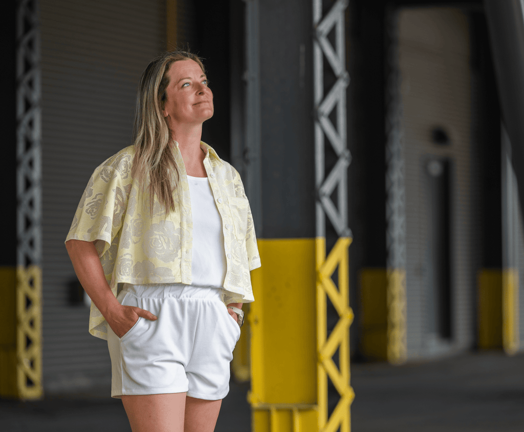 KSL2 Chandail Jaune / S Roselyne - Blouse fleurie translucide