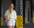 KSL2 Chandail Jaune / S Roselyne - Blouse fleurie translucide