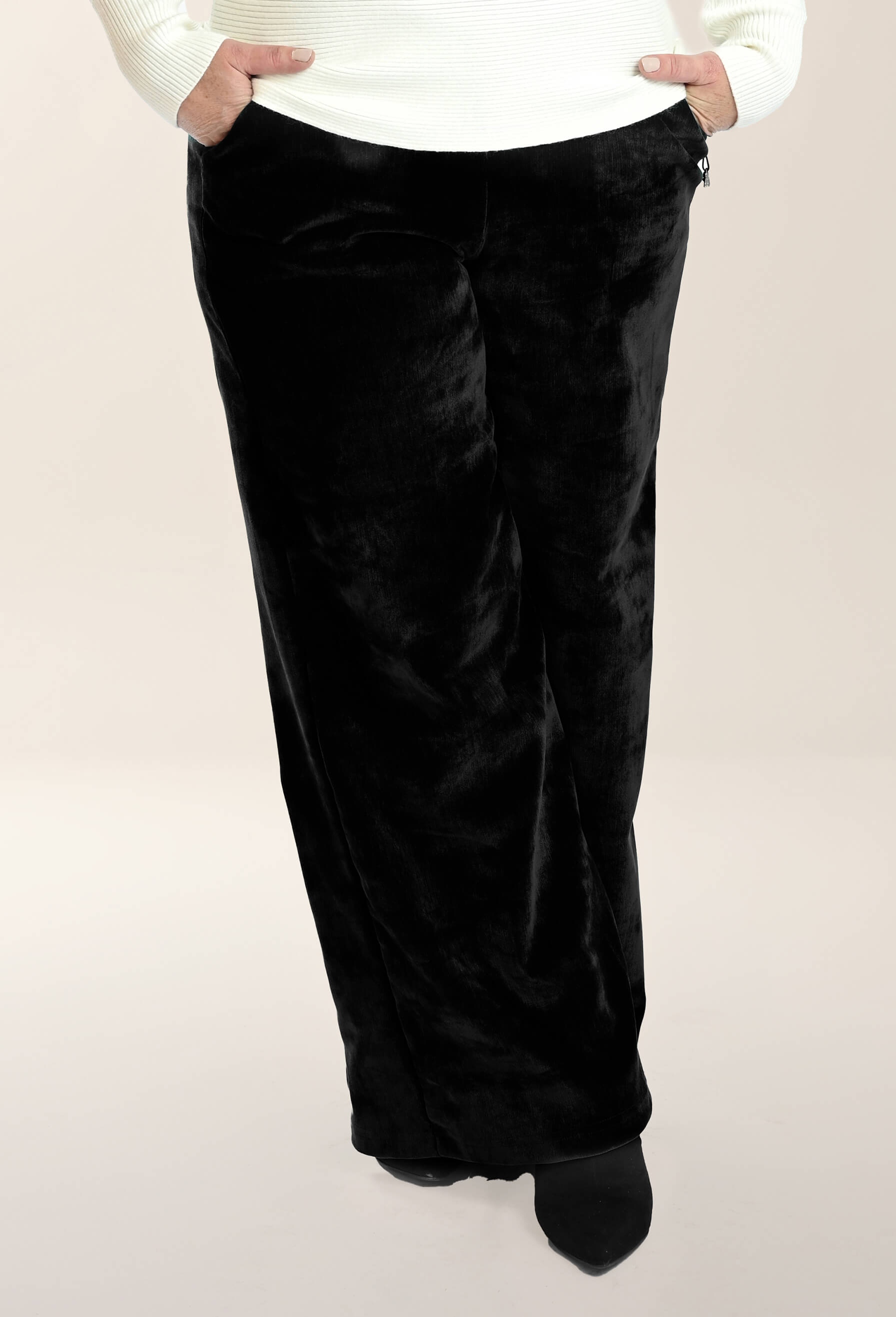 KSL2 Pantalon Noir / XS Kelly - Pantalon fluide à jambes larges en velours - Vente Finale