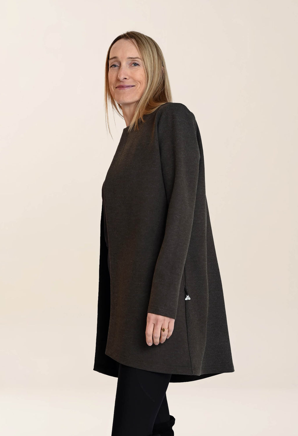 KSL2 Veste Olive / XS Juliana- Veste longue et élégante avec poches latérales